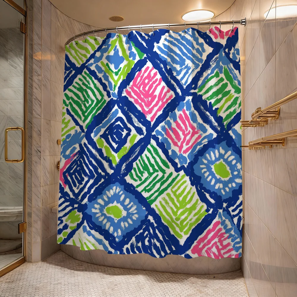 Vibrant Geometric Blue Green Pink Print Shower Curtain Waterproof Bathroom Curtain Large Design Decoration 180x180cm Modern Home
Vibrant Geometric Blue Green Pink Print Shower Curtain Waterproof Bathroom Curtain Large Design Decoration 180x180cm Modern Home