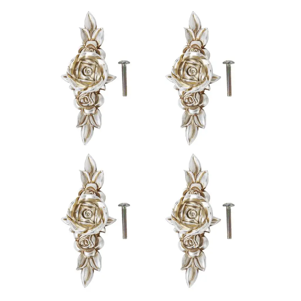 4 шт., античная серебряная роза, ручка для двери шкафа, ящика, ручка 103 мм
4 шт., античная серебряная роза, ручка для двери шкафа, ящика, ручка 103 мм