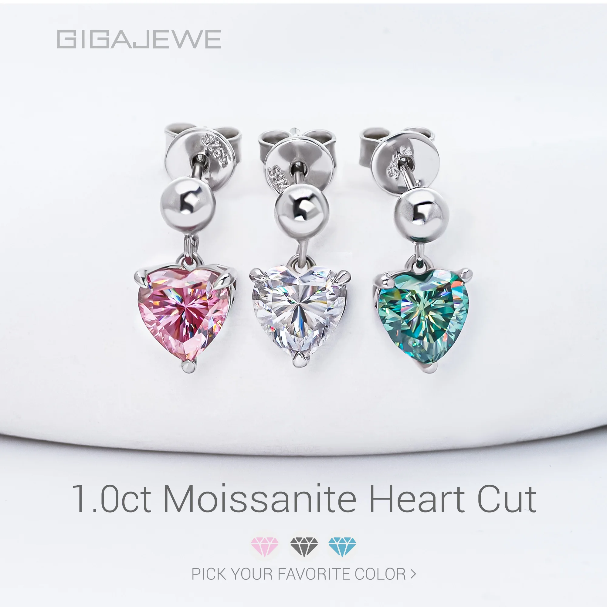 GIGAJEWE 1.0ct Heart Cut Pink Moissanite Earrings 6.5mm VVS1 925 Silver 18K Gold Plated Stud Earrings for Women Gift
GIGAJEWE 1.0ct Heart Cut Pink Moissanite Earrings 6.5mm VVS1 925 Silver 18K Gold Plated Stud Earrings for Women Gift