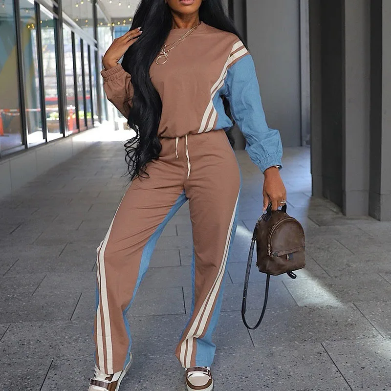 Винтажный лоскутный полосатый комплект из 2 предметов, женский спортивный топ с длинными рукавами и круглым вырезом для фитнеса и широкие брюки, одинаковые комплекты, наряд для бега
Винтажный лоскутный полосатый комплект из 2 предметов, женский спортивный топ с длинными рукавами и круглым вырезом для фитнеса и широкие брюки, одинаковые комплекты, наряд для бега