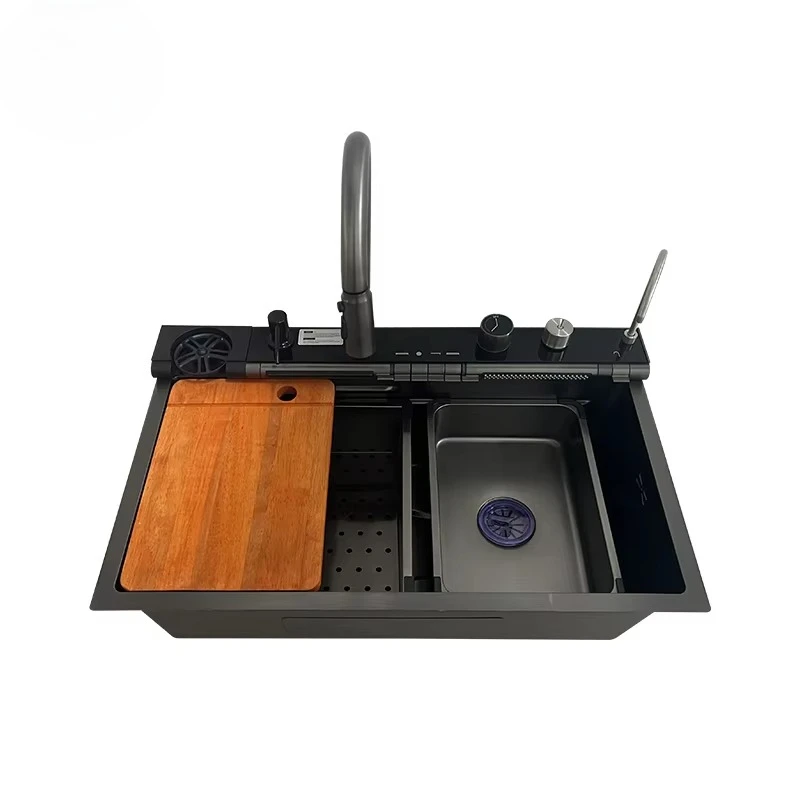 Multifunction Sink Anti-Scratch LED Digital Display Waterfall Kitchen Sink With Cup Washer
Multifunction Sink Anti-Scratch LED Digital Display Waterfall Kitchen Sink With Cup Washer