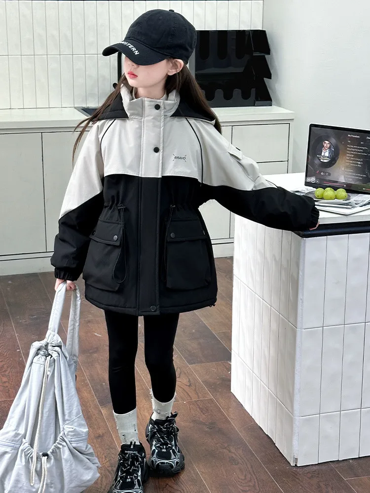 Girls' Autumn Outerwear Parka Coat Medium-Length Waist-Cinching Jaet Warm Casual Sle Zipper Closure Long Sve Hooded
Girls' Autumn Outerwear Parka Coat Medium-Length Waist-Cinching Jaet Warm Casual Sle Zipper Closure Long Sve Hooded