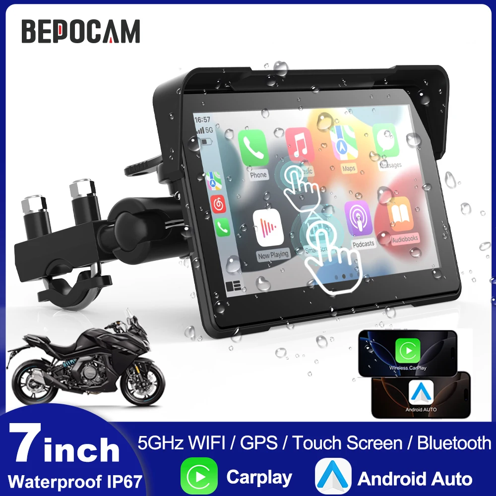 BEPOCAM Motorcycle Carplay Touch Screen Moto Navigation Portable Digital Dashboard Motobike Android Auto Waterproof BT Monitor
BEPOCAM Motorcycle Carplay Touch Screen Moto Navigation Portable Digital Dashboard Motobike Android Auto Waterproof BT Monitor