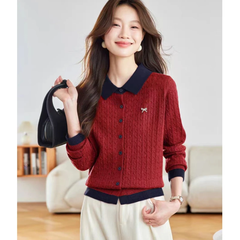 2025 Korean Version Retro Tied-Color Collar Knitted Open Cardigan Women's Autumn New Style Super Stylish Outer Short Sweater
2025 Korean Version Retro Tied-Color Collar Knitted Open Cardigan Women's Autumn New Style Super Stylish Outer Short Sweater