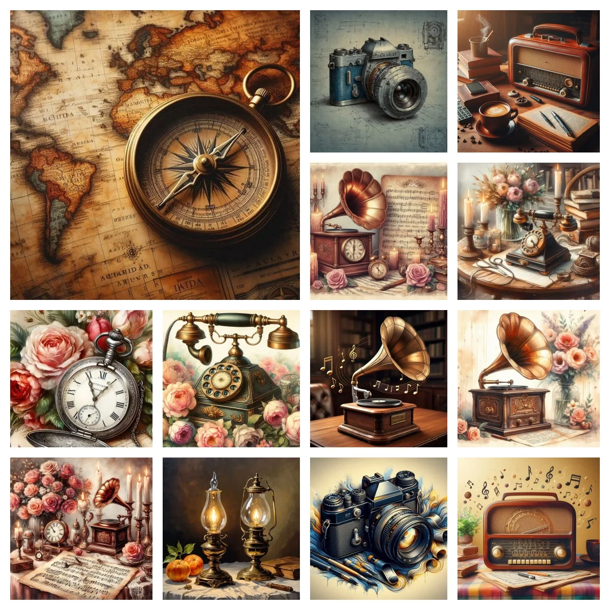 Vintage items 5D Diamond Painting Old Camera, Phonograph, Pocket Watch Murals DIY Diamond Embroidery Nostalgia Style Home Decor
Vintage items 5D Diamond Painting Old Camera, Phonograph, Pocket Watch Murals DIY Diamond Embroidery Nostalgia Style Home Decor