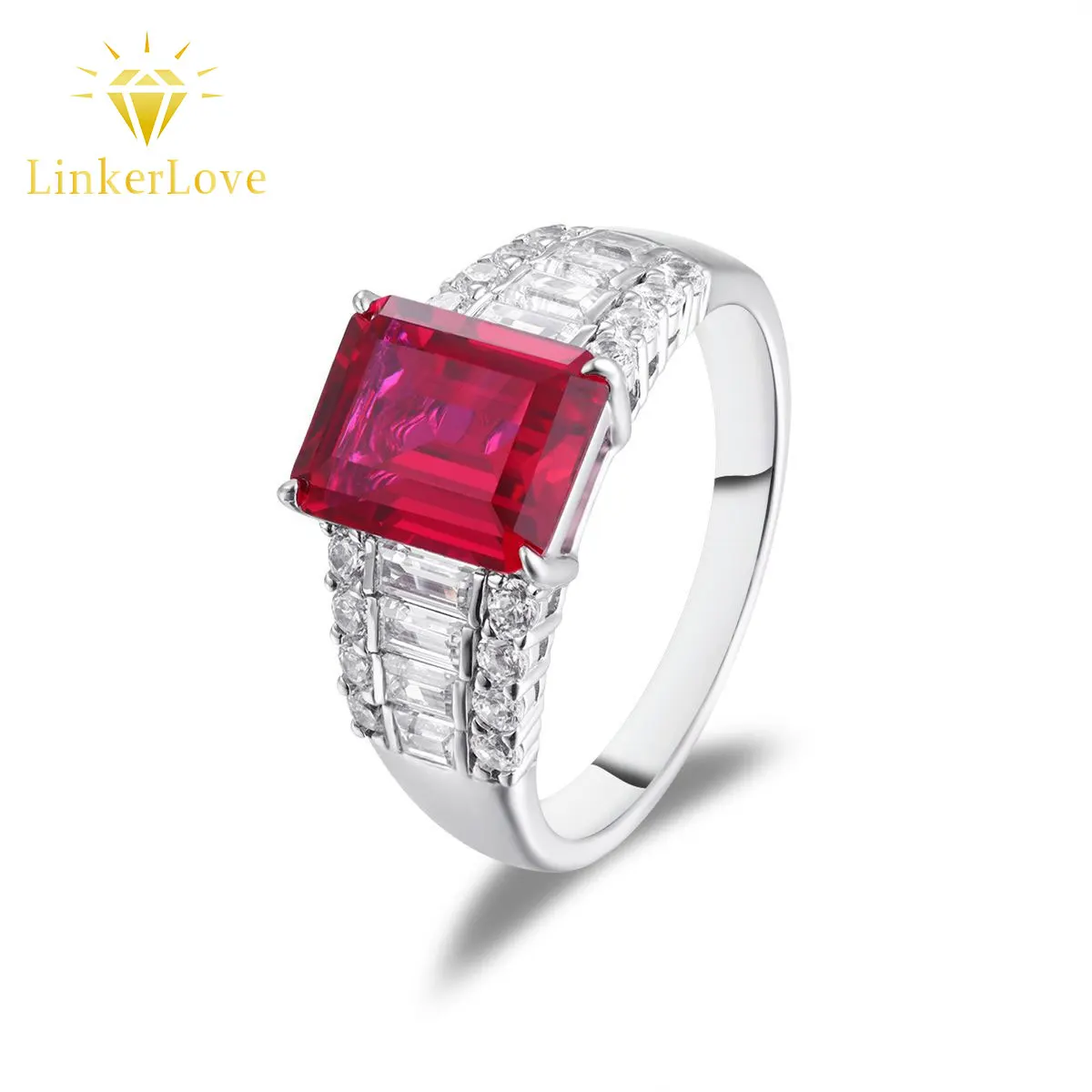 LinkerLove 4CT Emerald Cut Ruby Ring with Zircon Accent S925 Sterling Silver Statement Ring Vintage Gemstone Jewelry for Women
LinkerLove 4CT Emerald Cut Ruby Ring with Zircon Accent S925 Sterling Silver Statement Ring Vintage Gemstone Jewelry for Women