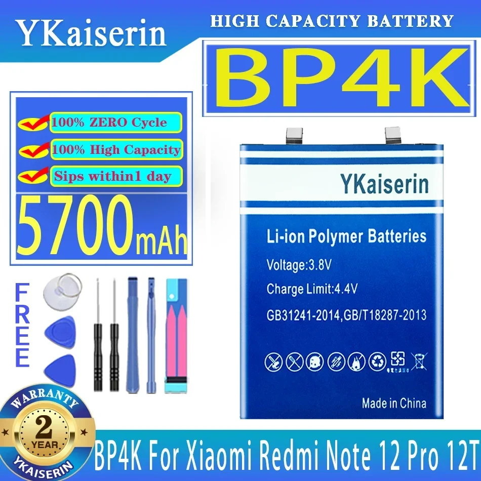 YKaiserin 5700mAh Replacement Battery BP4K For Xiaomi Redmi Note 12 Pro 12T Note12 Pro 12Pro/Poco X5 Pro X5Pro 5G Mobile Phone
YKaiserin 5700mAh Replacement Battery BP4K For Xiaomi Redmi Note 12 Pro 12T Note12 Pro 12Pro/Poco X5 Pro X5Pro 5G Mobile Phone