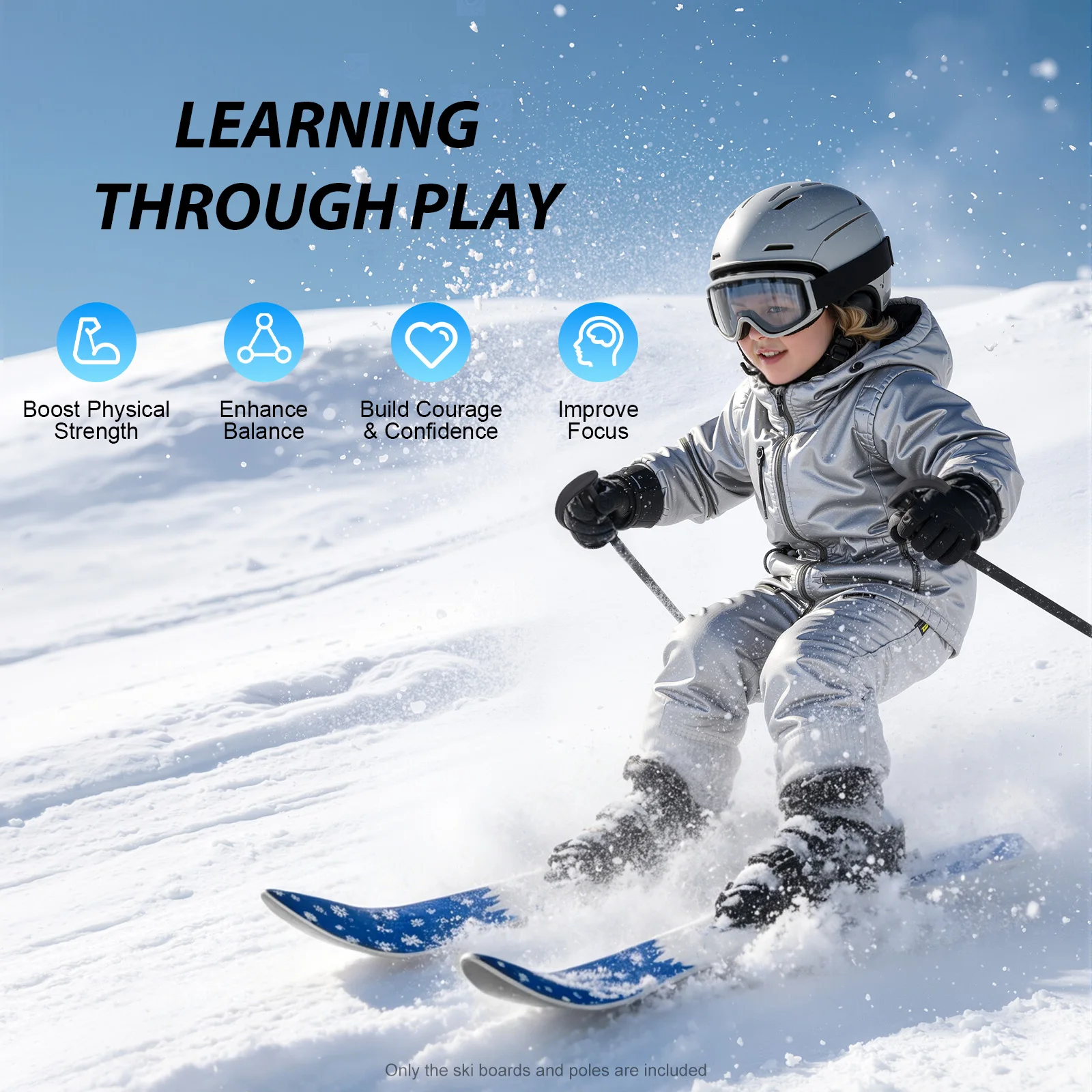 Kids Ski Set 2-8 Years Old Non-Slip Two-Way Bindings Beginner Ski Boards with Ski Poles for Outdoor Snow Grass Sand Skiing
Kids Ski Set 2-8 Years Old Non-Slip Two-Way Bindings Beginner Ski Boards with Ski Poles for Outdoor Snow Grass Sand Skiing