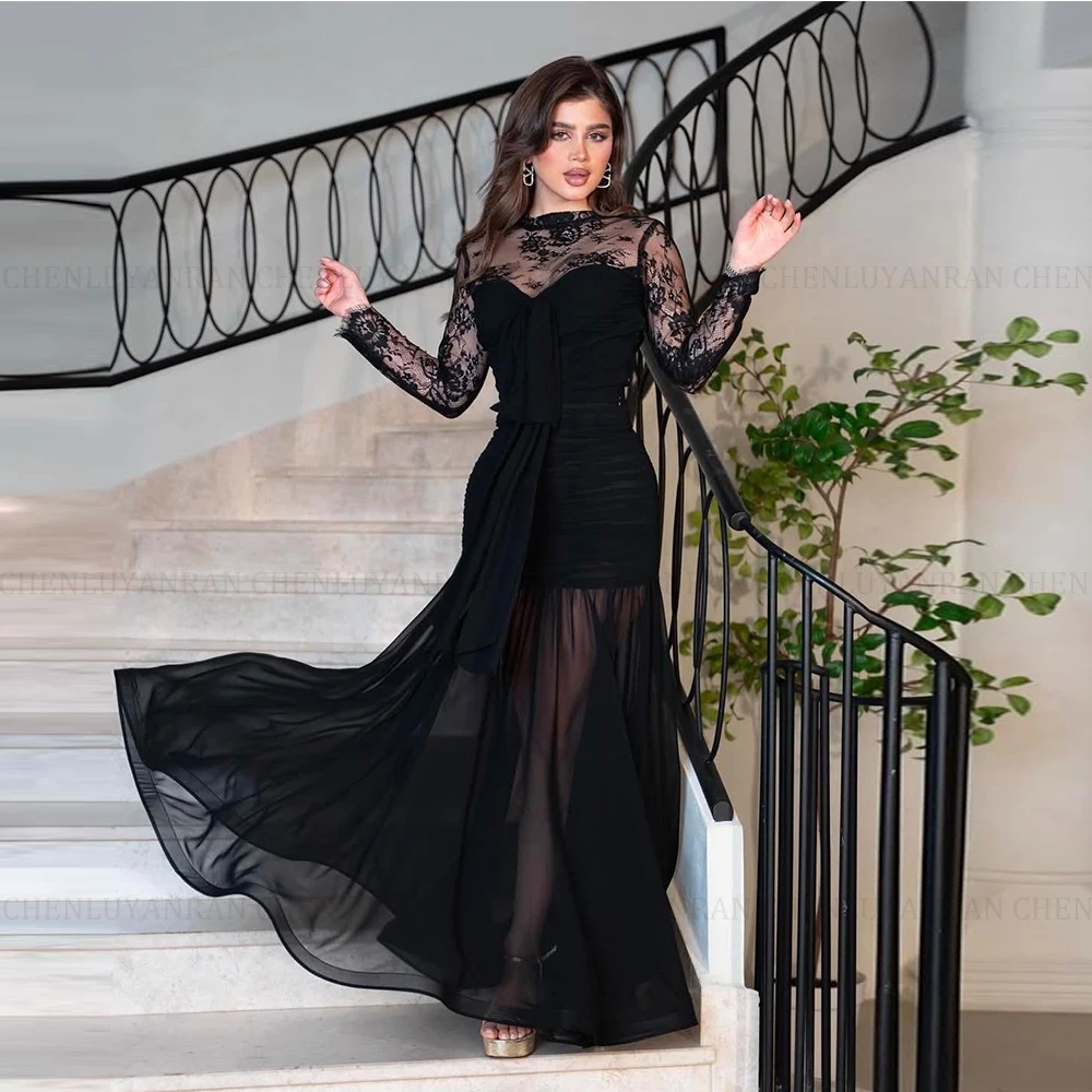 MOLISA Customized Long Sleeves Prom Dresses Black Lace Chiffon Women Evening Dresses Floor Length Backless Wedding Party Dress
MOLISA Customized Long Sleeves Prom Dresses Black Lace Chiffon Women Evening Dresses Floor Length Backless Wedding Party Dress
