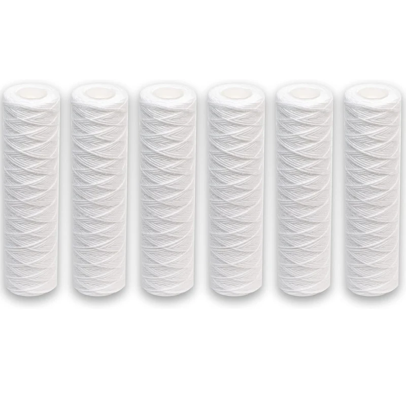 6pcs Universal String Wound Sediment Water Filter Cartridges for Most 10-Inch RO Unit 5 Micron – 10" x 2.5"
6pcs Universal String Wound Sediment Water Filter Cartridges for Most 10-Inch RO Unit 5 Micron – 10" x 2.5"