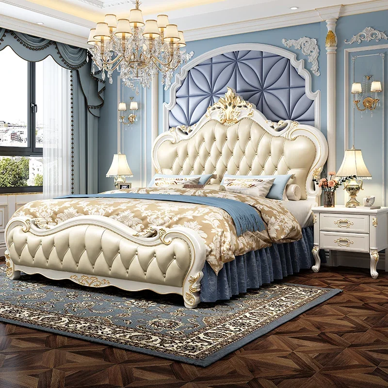 European Solid Wood Beds Double Leather French Luxury Beds Modern Bedroom Camas De Matrimonio Dormitorio Bedroom Furniture
European Solid Wood Beds Double Leather French Luxury Beds Modern Bedroom Camas De Matrimonio Dormitorio Bedroom Furniture