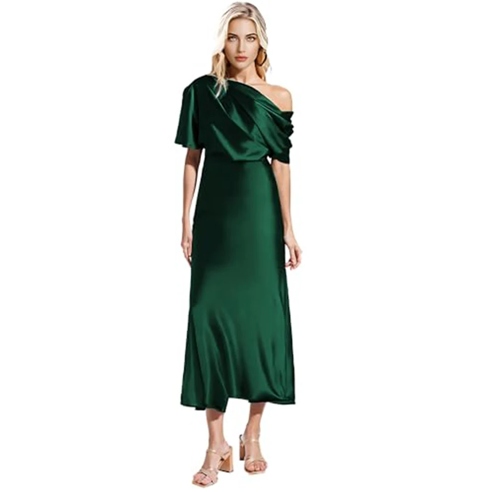 Women's Banquet Dress of The Bride Dresses Formal Wedding Guest Dress One Shoulder Mid Calf Dress
Women's Banquet Dress of The Bride Dresses Formal Wedding Guest Dress One Shoulder Mid Calf Dress
