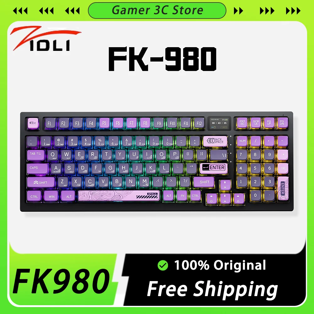 Механическая клавиатура ZIDLI FK980, три режима, пользовательский экран, RGB игровая клавиатура с низкой задержкой, горячая замена, 8000 мАч, ПК, геймер, офисный подарок
Механическая клавиатура ZIDLI FK980, три режима, пользовательский экран, RGB игровая клавиатура с низкой задержкой, горячая замена, 8000 мАч, ПК, геймер, офисный подарок