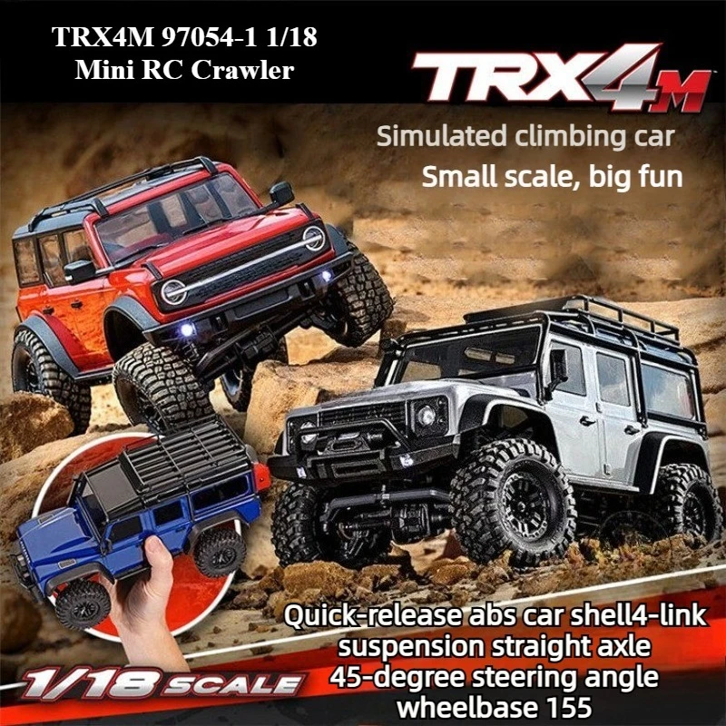 TRX4M 97054-1 1/18 Миниатюрный радиоуправляемый краулер 2.4ГГц 4WD с противоскользящими амортизаторами, электрический внедорожник для скалолазания, радиоуправляемая гусеничная машина
TRX4M 97054-1 1/18 Миниатюрный радиоуправляемый краулер 2.4ГГц 4WD с противоскользящими амортизаторами, электрический внедорожник для скалолазания, радиоуправляемая гусеничная машина