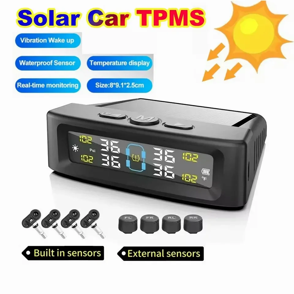 Solar TPMS Car Tire Pressure Alarm Digital Colorful Display 4 External Sensors Waterproof Tire Pressure Temperature Warning
Solar TPMS Car Tire Pressure Alarm Digital Colorful Display 4 External Sensors Waterproof Tire Pressure Temperature Warning