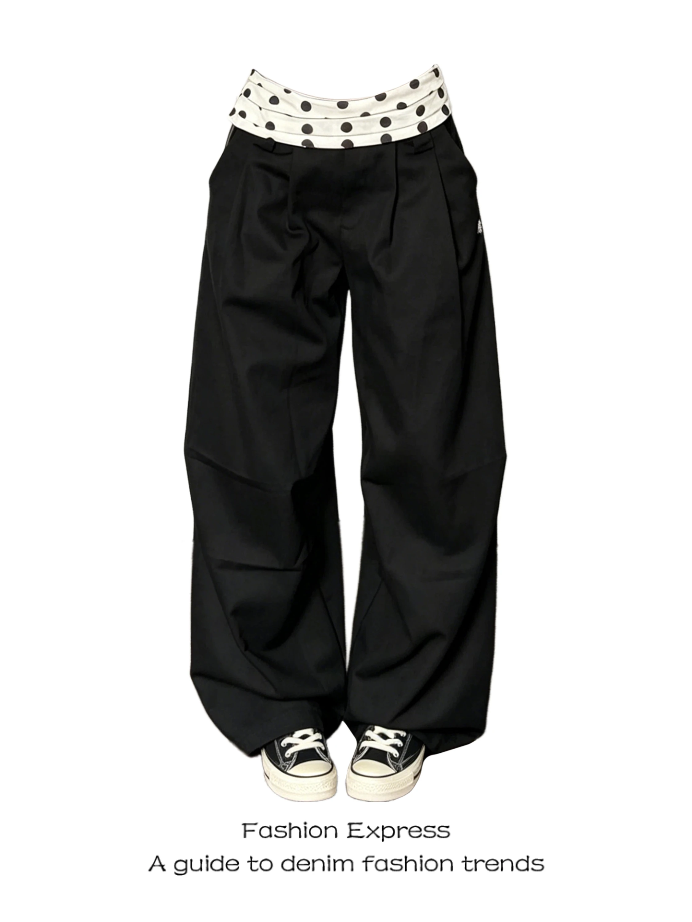 Color Block Wide Leg Casual Pants Women Summer Loose Lazy Wave Dot Flip Waist American Folded Design Spacer Pants
Color Block Wide Leg Casual Pants Women Summer Loose Lazy Wave Dot Flip Waist American Folded Design Spacer Pants