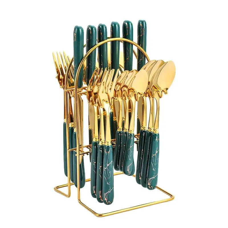 Stainless Steel 24 Piece Set Rack Ceramic Handle Knife Fork Spoon Gift Box Set Western Food Nordic Style Cutlery Set
Stainless Steel 24 Piece Set Rack Ceramic Handle Knife Fork Spoon Gift Box Set Western Food Nordic Style Cutlery Set