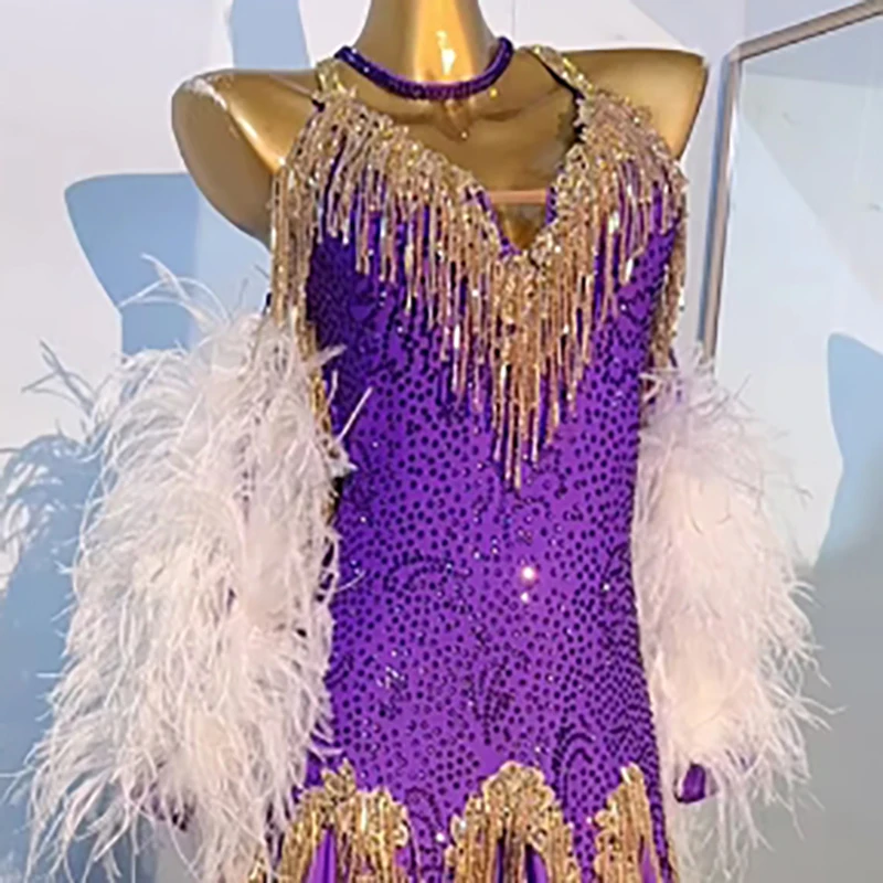 Latin Dance Costume Rhinestone Girl Adult High-end Custom Purple Modern Large Skirt Samba Performance Dress
Latin Dance Costume Rhinestone Girl Adult High-end Custom Purple Modern Large Skirt Samba Performance Dress