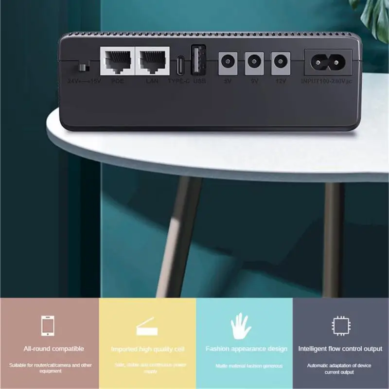 New Uninterruptible DC Backup Power Supply Capacity 8800/10400mAh 18W 1018P UPS Router Optical Modem Built-in Adapter 5-12V EU
New Uninterruptible DC Backup Power Supply Capacity 8800/10400mAh 18W 1018P UPS Router Optical Modem Built-in Adapter 5-12V EU