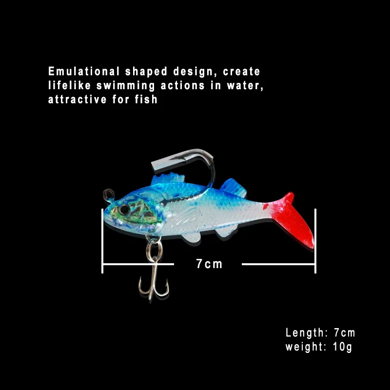 70 мм красочная мягкая пластиковая рыболовная приманка 7 г/10 г для пресноводной рыбалки на реке и озере, набор искусственных мягких приманок
70 мм красочная мягкая пластиковая рыболовная приманка 7 г/10 г для пресноводной рыбалки на реке и озере, набор искусственных мягких приманок