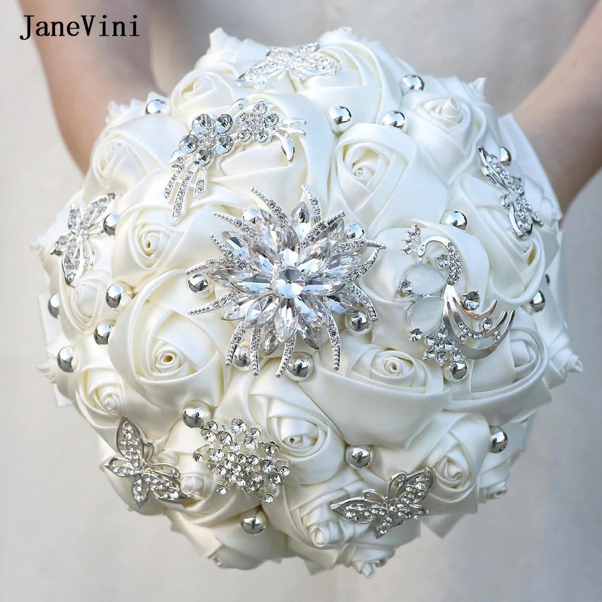 JaneVini 2025 Elegant Wedding Bouquets Handmade Ivory Satin Roses Silver Crystal Bride Bridesmaid Bouquet Flowers Ramo De Novia
JaneVini 2025 Elegant Wedding Bouquets Handmade Ivory Satin Roses Silver Crystal Bride Bridesmaid Bouquet Flowers Ramo De Novia