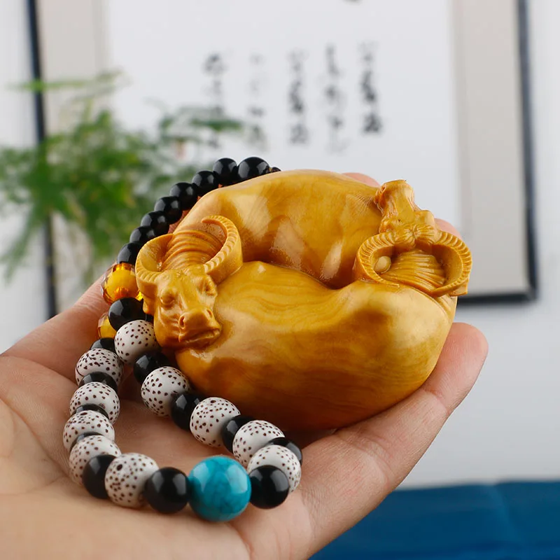 1.9 Inch Zodiac Buffalo Pendant Hand Carved Boxwood Figurine Carving Lucky OX Animal Netsuke Feng Shui Sculpture - #JM177
1.9 Inch Zodiac Buffalo Pendant Hand Carved Boxwood Figurine Carving Lucky OX Animal Netsuke Feng Shui Sculpture - #JM177