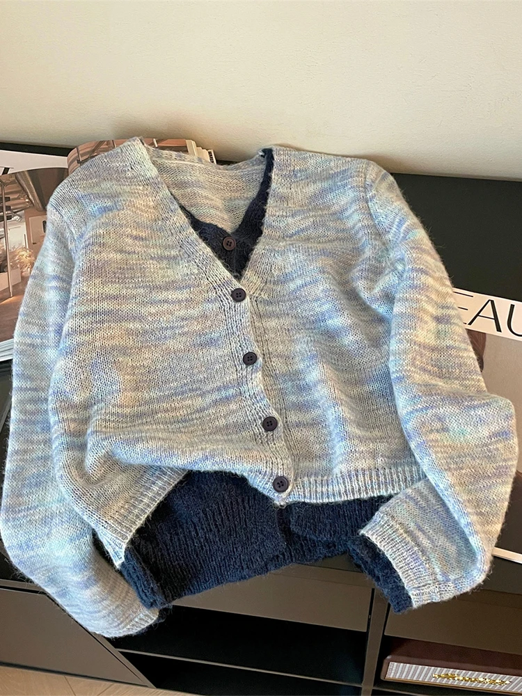 Women Blue Patchwork Cardigan Cashmere Sweater Harajuku Korean Y2k Long Sleeves Sweater Jumper Vintage 2000s Clothes Autumn 2024
Women Blue Patchwork Cardigan Cashmere Sweater Harajuku Korean Y2k Long Sleeves Sweater Jumper Vintage 2000s Clothes Autumn 2024
