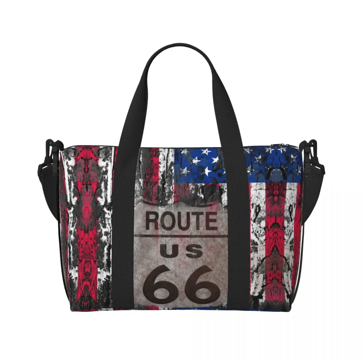 Custom Vintage USA Flag Tote Bag Women Big Capacity US Route 66 Gym Beach Travel Bags
Custom Vintage USA Flag Tote Bag Women Big Capacity US Route 66 Gym Beach Travel Bags