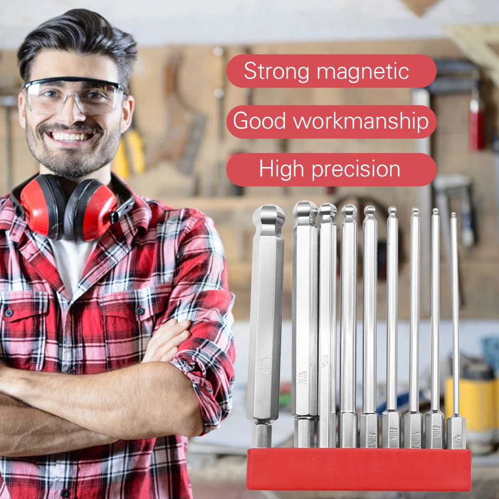 9pcs Magnetic Allen Wrench Drill Bits Ball End Hex Screwdriver Bits Set 100mm Long Metric Allen Hex Bits 1/4 Inch Hex-Shank
9pcs Magnetic Allen Wrench Drill Bits Ball End Hex Screwdriver Bits Set 100mm Long Metric Allen Hex Bits 1/4 Inch Hex-Shank