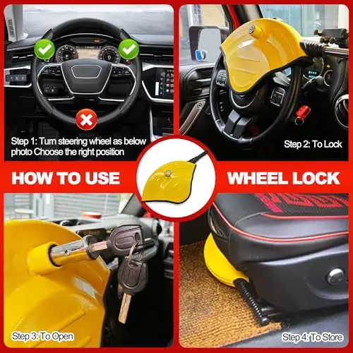 Yellow Half-Cover Steering Wheel Security Lock With Anti-Theft Steel Construction And Keyed Opening Mechanism
Yellow Half-Cover Steering Wheel Security Lock With Anti-Theft Steel Construction And Keyed Opening Mechanism