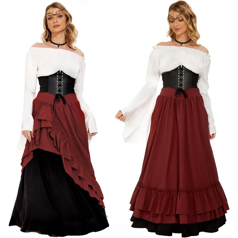 Women Medieval Cosplay Costume Renaissance Victorian Flared Sleeves Top Dress Accessories Suit for Halloween Carnival Party
Women Medieval Cosplay Costume Renaissance Victorian Flared Sleeves Top Dress Accessories Suit for Halloween Carnival Party