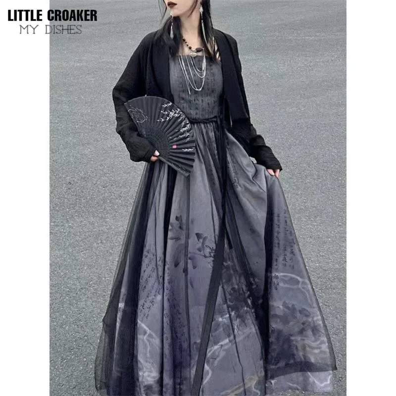 Black Hamfu Dress Women Modern Chinese Letter Ink and Wash Print Hanfu Fashion Chinese Street Wear Clothing Robe Femme Musulmane
Black Hamfu Dress Women Modern Chinese Letter Ink and Wash Print Hanfu Fashion Chinese Street Wear Clothing Robe Femme Musulmane