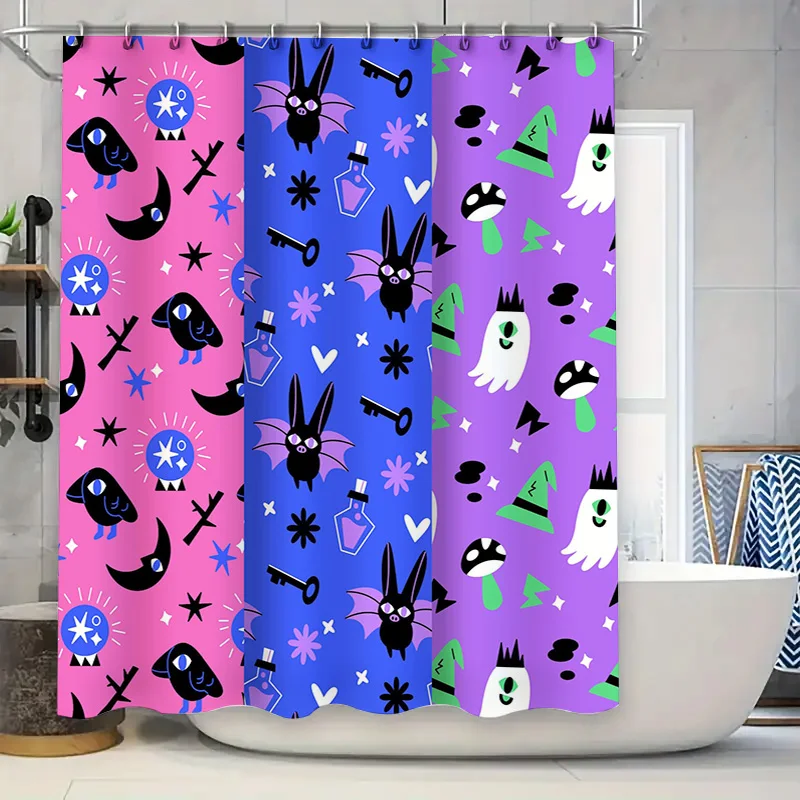 Vibrant Witchy Shower Curtains Halloween Fantasy Patterns Bathroom Decor Set with Tabtop Rings Pink Blue Purple Green Black Whit
Vibrant Witchy Shower Curtains Halloween Fantasy Patterns Bathroom Decor Set with Tabtop Rings Pink Blue Purple Green Black Whit