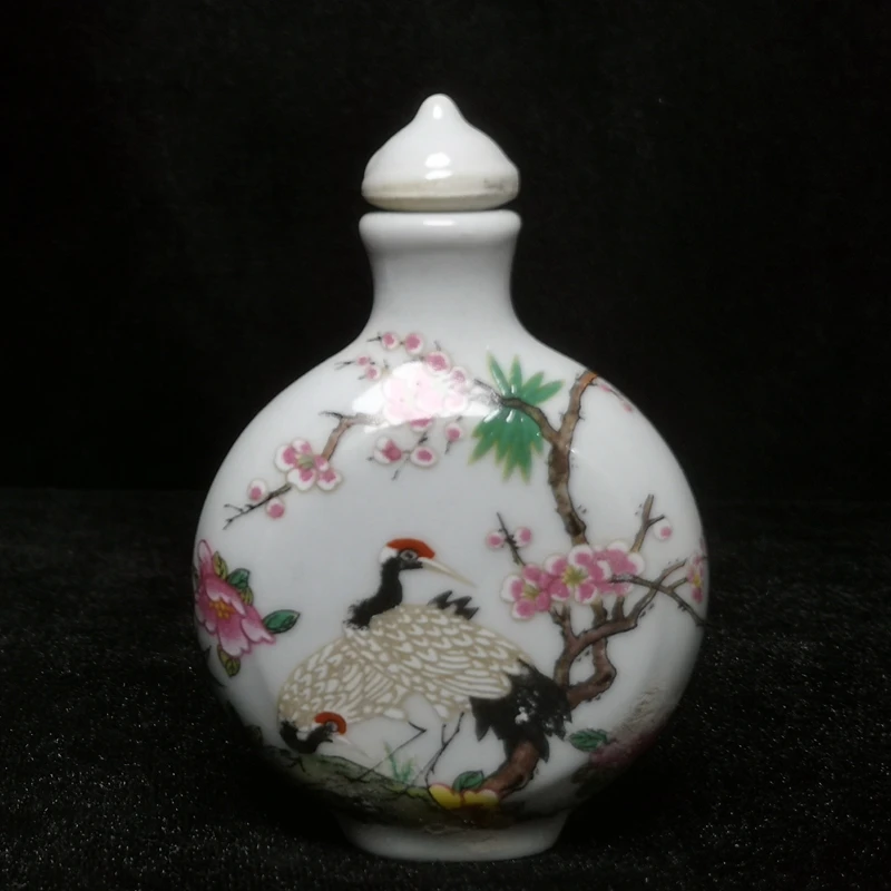 YIZHU CULTUER ART Size Chinese Porcelain Painting Crane Flowers Bird Snuff Bottle Old Decoration Gift Collection Size 8 CM
YIZHU CULTUER ART Size Chinese Porcelain Painting Crane Flowers Bird Snuff Bottle Old Decoration Gift Collection Size 8 CM