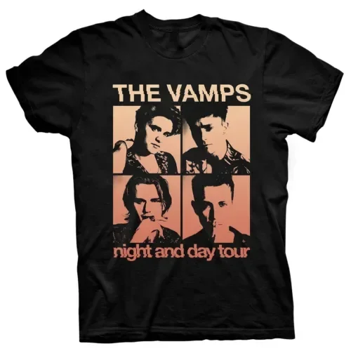 Хлопковая черная футболка с длинным или коротким рукавом Vamps Band Night Day Tour
Хлопковая черная футболка с длинным или коротким рукавом Vamps Band Night Day Tour
