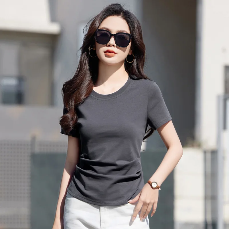 Cotton Short-sleeved T-shirt Women 2025 Summer New Solid Color Round Neck Basic Slim-fit Half-sleeved Shirt
Cotton Short-sleeved T-shirt Women 2025 Summer New Solid Color Round Neck Basic Slim-fit Half-sleeved Shirt