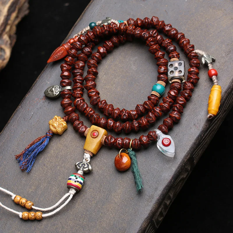 Tibetan-style cultural collectible: 108-bead Bodhi seed rosary; ‘A-dai’ back-cloud reverse-flow bone vajra scepter accessory
Tibetan-style cultural collectible: 108-bead Bodhi seed rosary; ‘A-dai’ back-cloud reverse-flow bone vajra scepter accessory