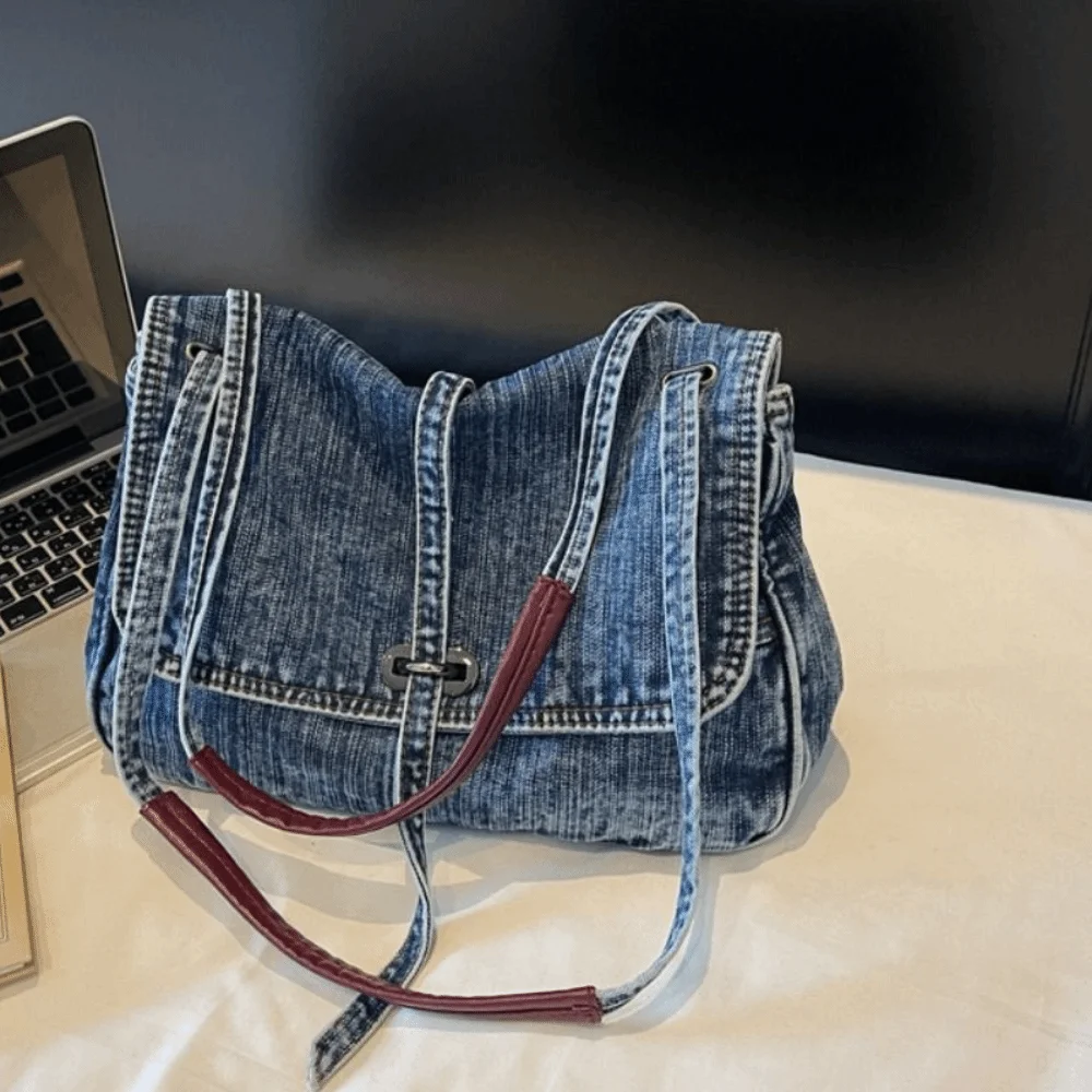 Fashionable Retro Denim Cloth Bag Simple Shopping Bag Vintage Handbag Large Capacity Solid Color Canvas Tote Bag Students
Fashionable Retro Denim Cloth Bag Simple Shopping Bag Vintage Handbag Large Capacity Solid Color Canvas Tote Bag Students