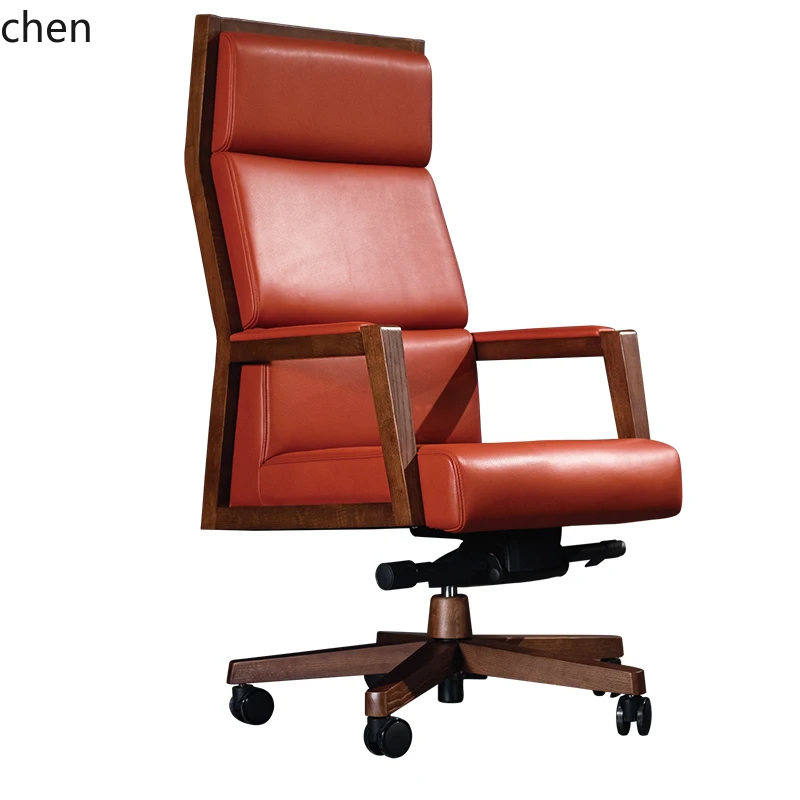 HXL solid wood leather boss chair office computer household simple class chair
HXL solid wood leather boss chair office computer household simple class chair
