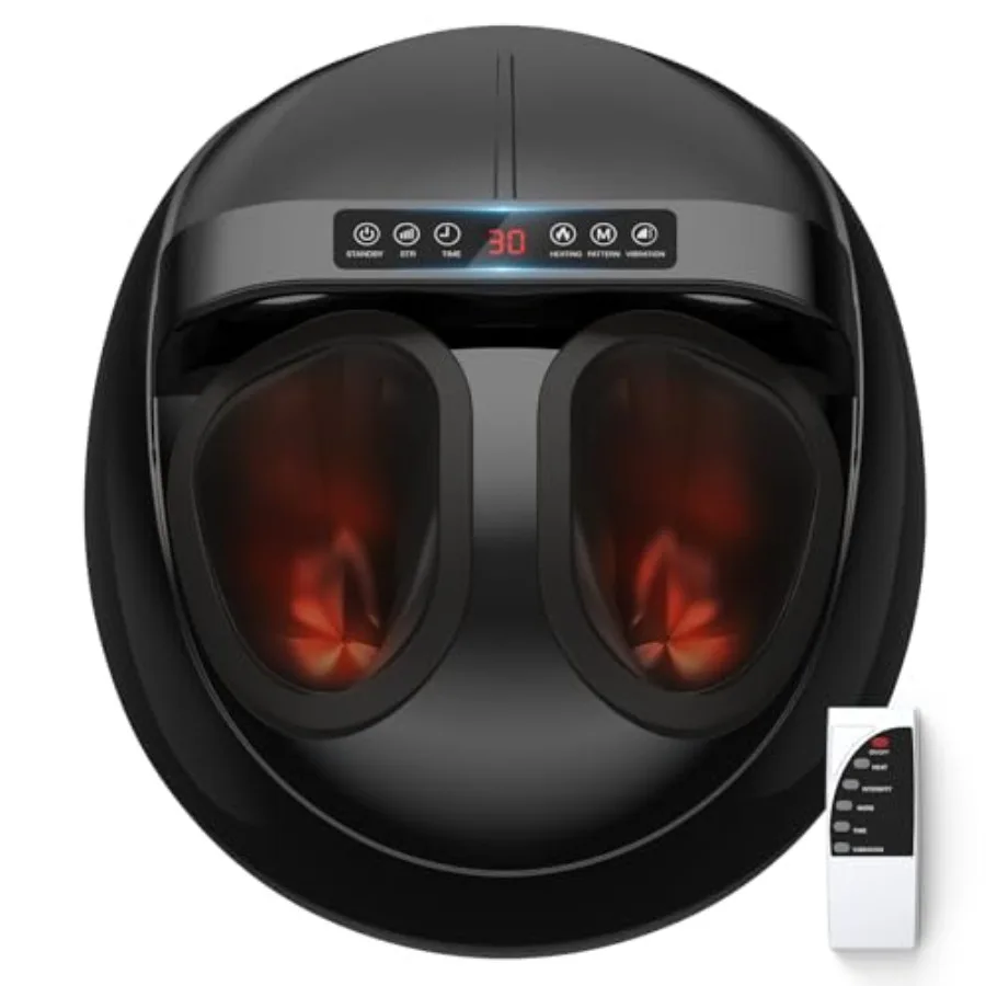 Foot Massager for home use, ABS plastic, black, with heat, 5 modes, 9-level intensity, 3-speed vibration, shiatsu kneading roll
Foot Massager for home use, ABS plastic, black, with heat, 5 modes, 9-level intensity, 3-speed vibration, shiatsu kneading roll
