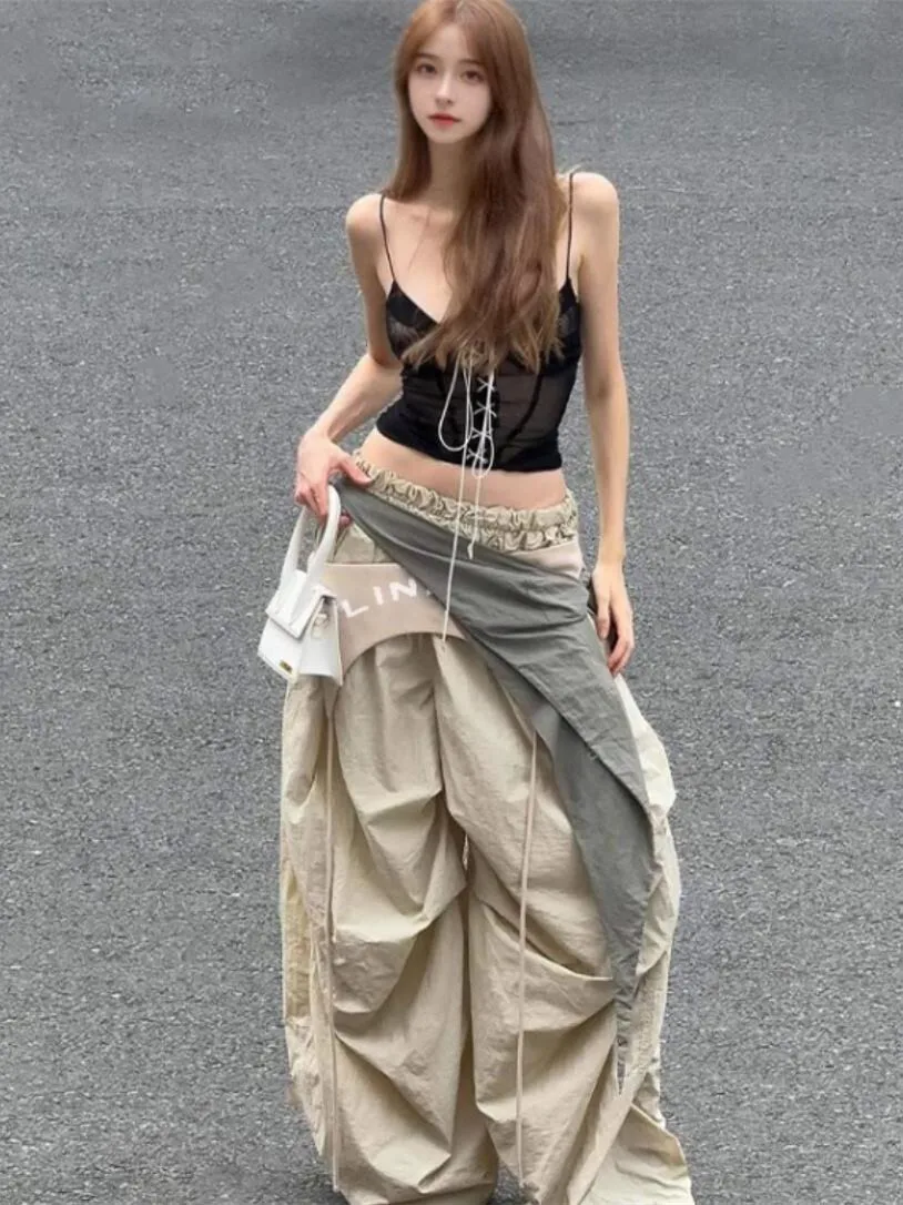 American Street Grey Waist Cover Wide Leg Bending Knife Pants For Women 2025 Spring Gray Style Design Sport And Casual Pants
American Street Grey Waist Cover Wide Leg Bending Knife Pants For Women 2025 Spring Gray Style Design Sport And Casual Pants