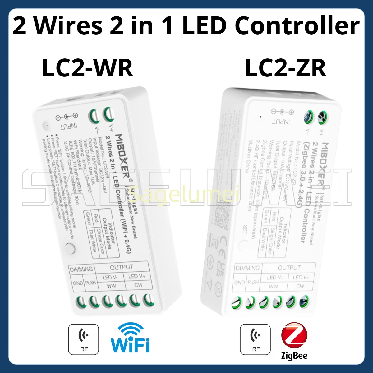 Miboxer Zigbee LC2-ZR Wifi LC2-WR Led Controller for Single/Dual Color Led Strip Lamp COB Light 2 Wires 2 in 1 Zigbee Controller
Miboxer Zigbee LC2-ZR Wifi LC2-WR Led Controller for Single/Dual Color Led Strip Lamp COB Light 2 Wires 2 in 1 Zigbee Controller