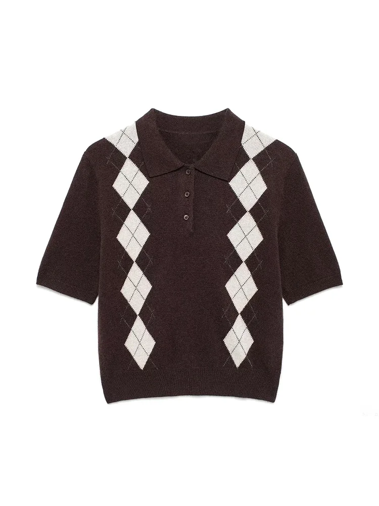 Willshela Women Fashion With Button Argyle Knitted Pullover Sweater Vintage Lapel Neck Short Sleeves Female Chic Lady Tops
Willshela Women Fashion With Button Argyle Knitted Pullover Sweater Vintage Lapel Neck Short Sleeves Female Chic Lady Tops