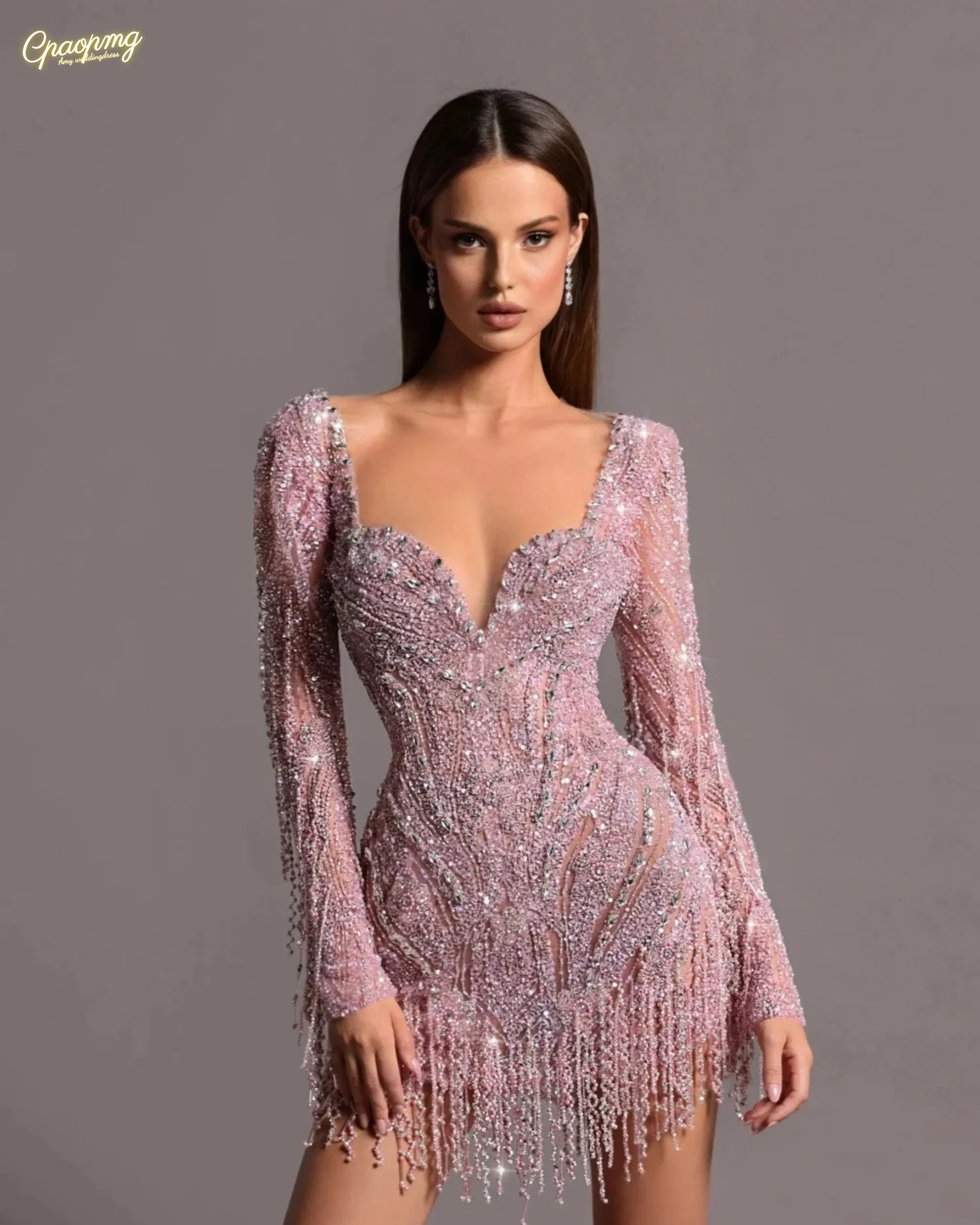 Customized Sequined Beads Tassel Evening Dress Gorgeous Mini Sheath Prom Gown Sexy Illusion Cocktail Dresses Robe De Mariée
Customized Sequined Beads Tassel Evening Dress Gorgeous Mini Sheath Prom Gown Sexy Illusion Cocktail Dresses Robe De Mariée