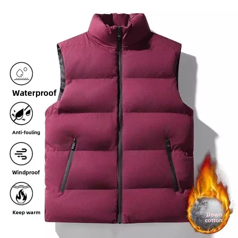 Warm down Cotton Vest Men's Autumn Winter Zipper Svel Stand Collar Jaet Youth Faion Thiened Floing Pure Color
Warm down Cotton Vest Men's Autumn Winter Zipper Svel Stand Collar Jaet Youth Faion Thiened Floing Pure Color