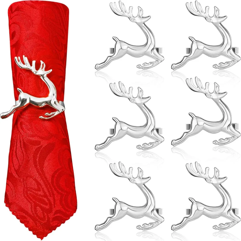6 Pcs Deer Napkin Rings Silver Christmas Antler Reindeer Buckle for Cloth Napkins Holiday Dinners Parties, Wedding Ador
6 Pcs Deer Napkin Rings Silver Christmas Antler Reindeer Buckle for Cloth Napkins Holiday Dinners Parties, Wedding Ador