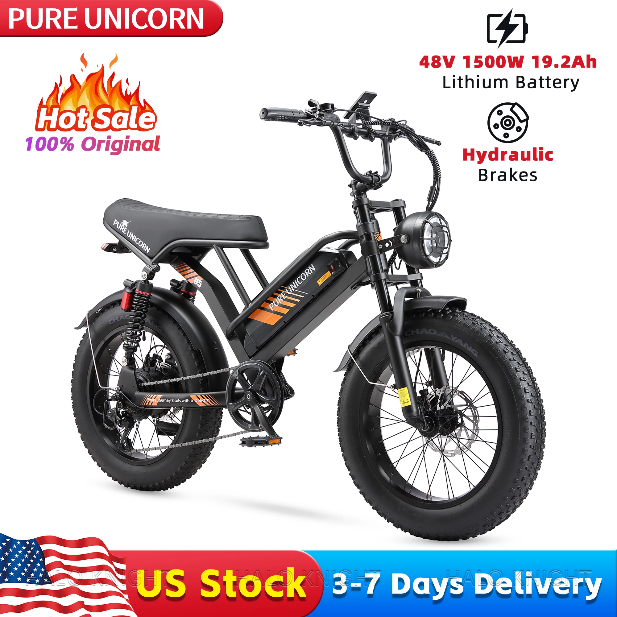 PURE UNICORN U5 1500W 20 Inch Fat Tire Adult Electric Bike 28MPH Ebike 48V 19.2Ah Mountain Hydraulic Brake Cheap Motorcycle Bike
PURE UNICORN U5 1500W 20 Inch Fat Tire Adult Electric Bike 28MPH Ebike 48V 19.2Ah Mountain Hydraulic Brake Cheap Motorcycle Bike