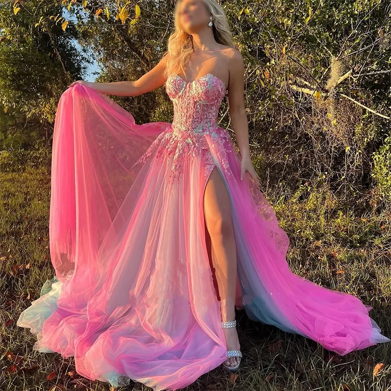 Customized Elegant Long Strapless Formal Evening Dresses for Women Applique Side Slit Prom Party Dresses Graduation Gown 2025
Customized Elegant Long Strapless Formal Evening Dresses for Women Applique Side Slit Prom Party Dresses Graduation Gown 2025