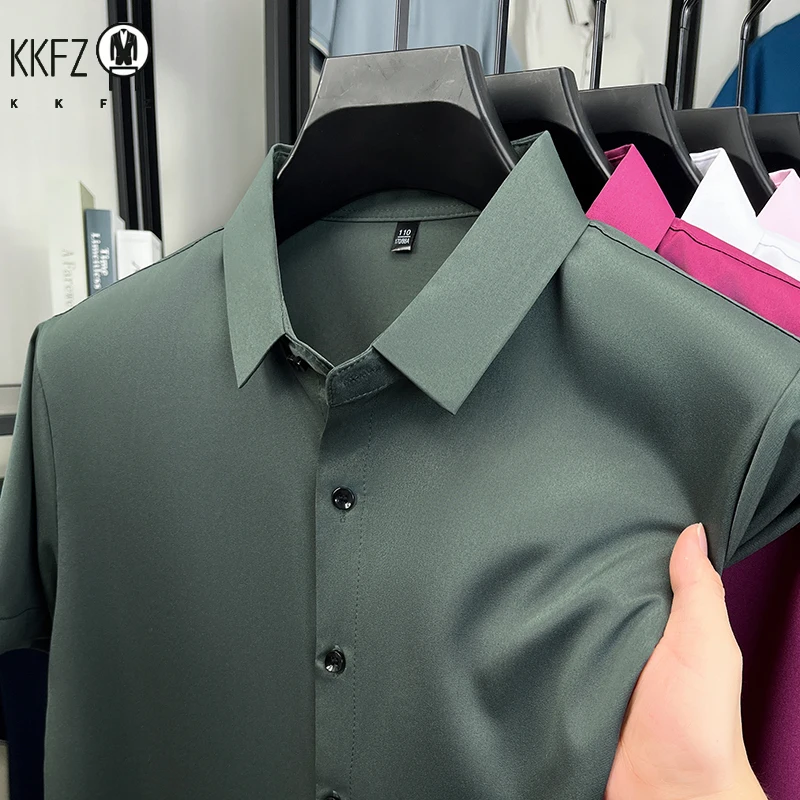 Mens Solid Short Sleeve Formal Shirt Breathable Tops Wrinkle Resistant Slim Fit Shirts For Men Business Office Wear
Mens Solid Short Sleeve Formal Shirt Breathable Tops Wrinkle Resistant Slim Fit Shirts For Men Business Office Wear