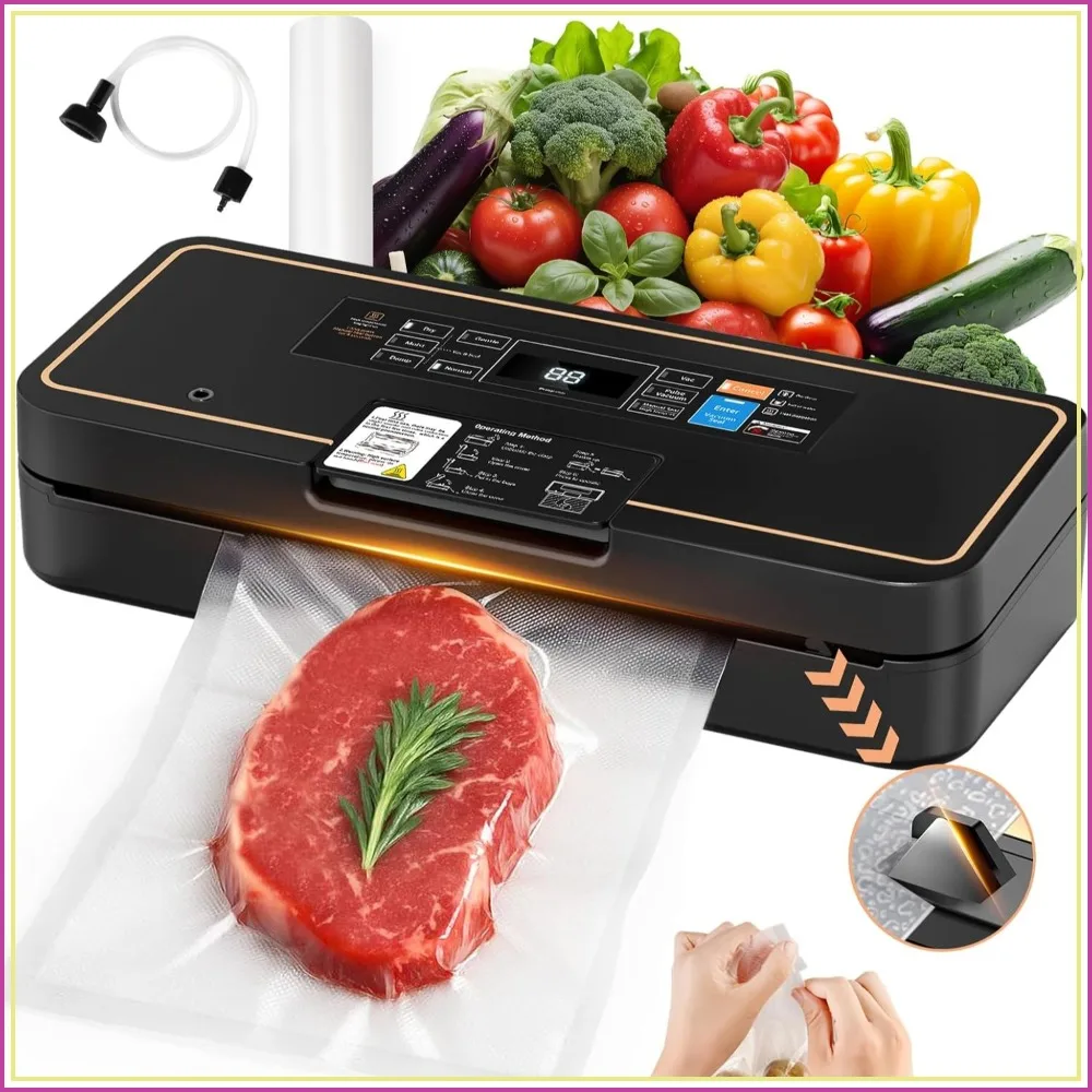 95kPa Vacuum Sealer for Food, 135W Fast-Sealing with Easy Tear Cutter, Built-in Bag Storage, 9-in-1 Compact with 10 ft Bag Roll
95kPa Vacuum Sealer for Food, 135W Fast-Sealing with Easy Tear Cutter, Built-in Bag Storage, 9-in-1 Compact with 10 ft Bag Roll